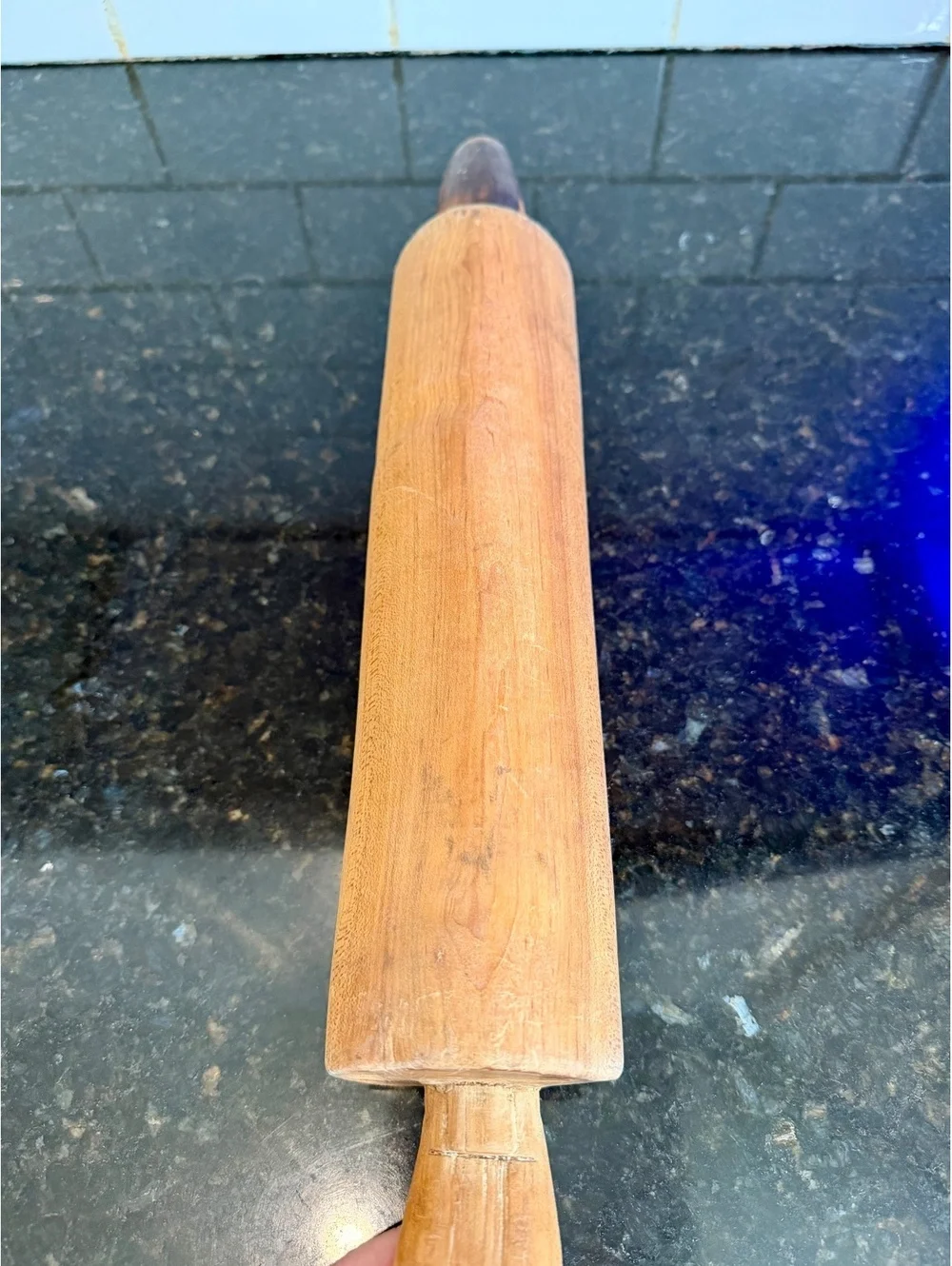 Vintage Wooden Rolling Pin Double Handle Farmhouse Kitchen Baking Decor